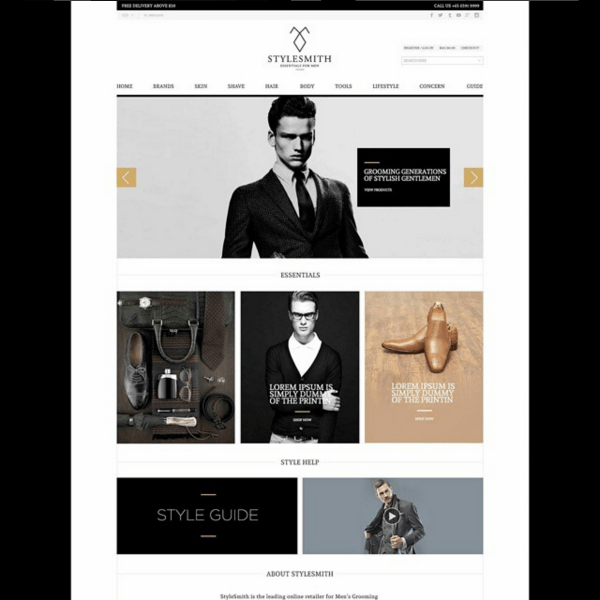 portofolio tampilan UI website Stylesmith (men fashion)